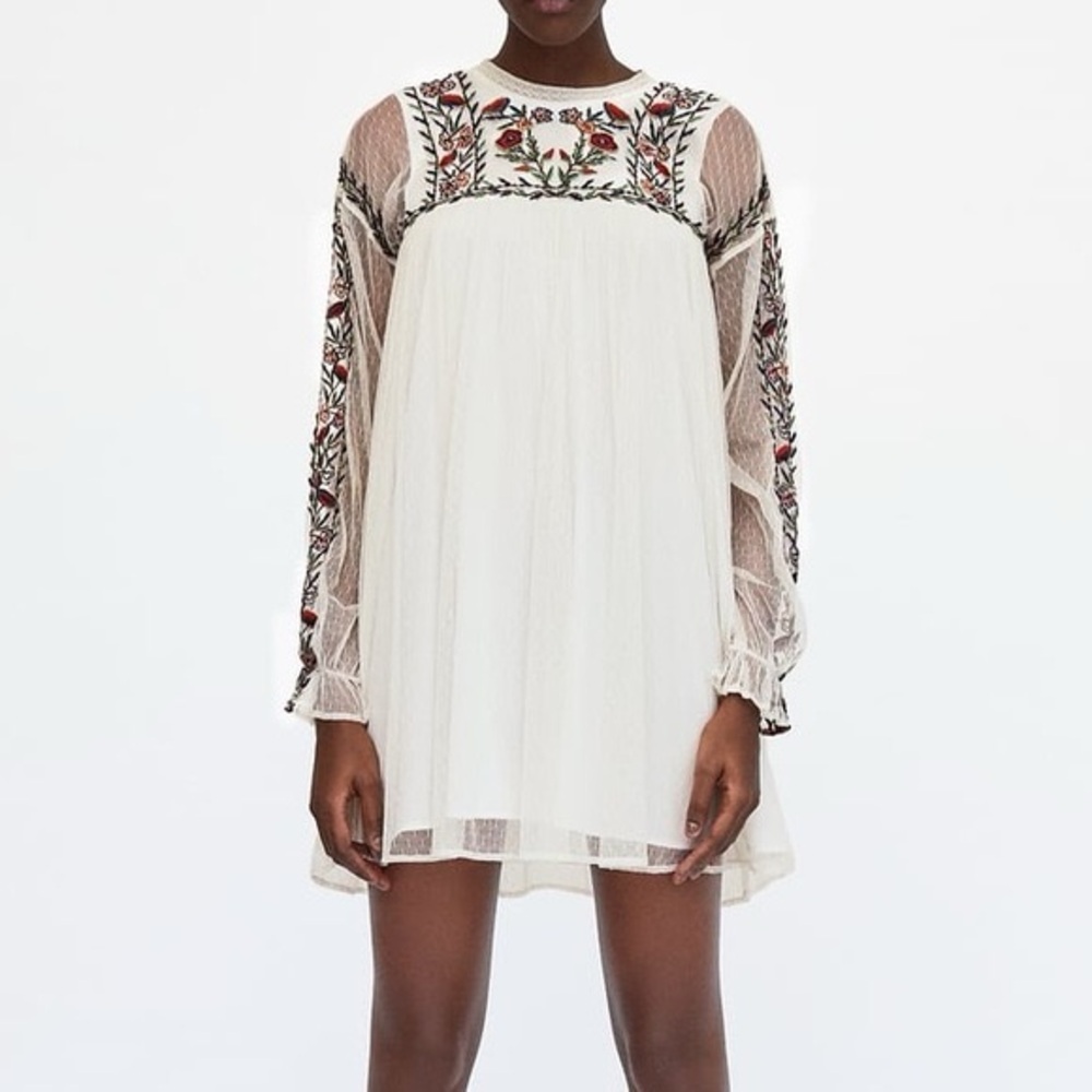 Zara Folk Embroidered Dress